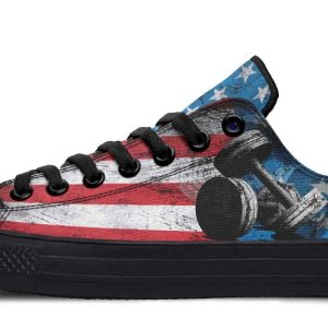 Grunged Pattern Dumbbell Black Lowtop Sneaker