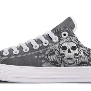 Lady Skull Gym Tattoo White Lowtop Sneaker