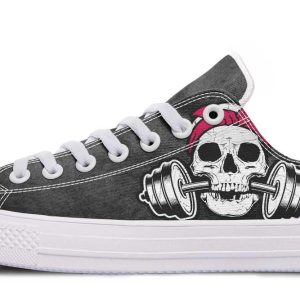 Pink Ribbon Lady Skull Lowtop Sneaker