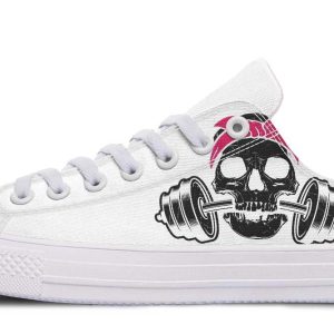 Black Skull in White Lowtop Sneaker