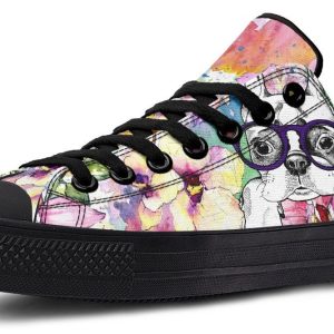 Watercolor Flower with Dog pattern Lowtop Sneaker