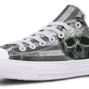 B&W American Skull White Lowtop Sneaker